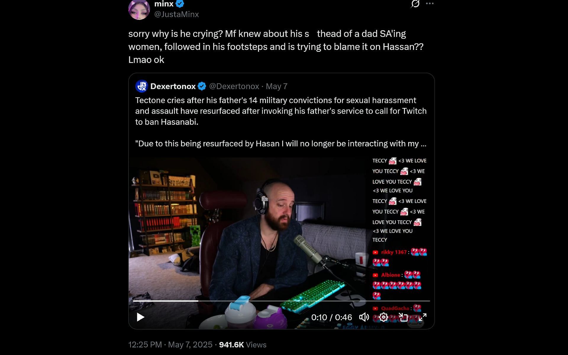 JustaMinx's X post, dated May 7, 2025 (Image via x.com/JustaMinx)